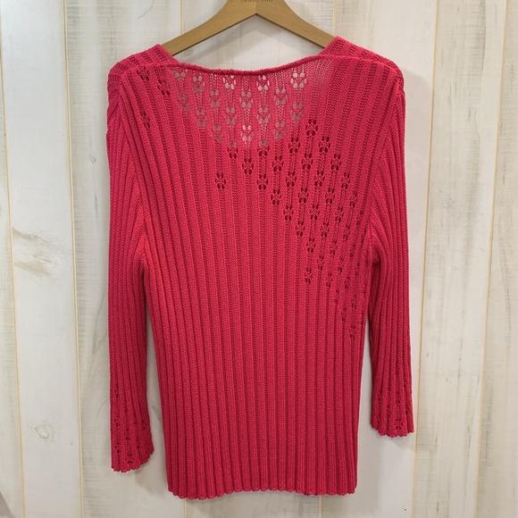NWT Putorti Fuchsia Pink Sweater Open Knit Medium - Picture 2 of 3